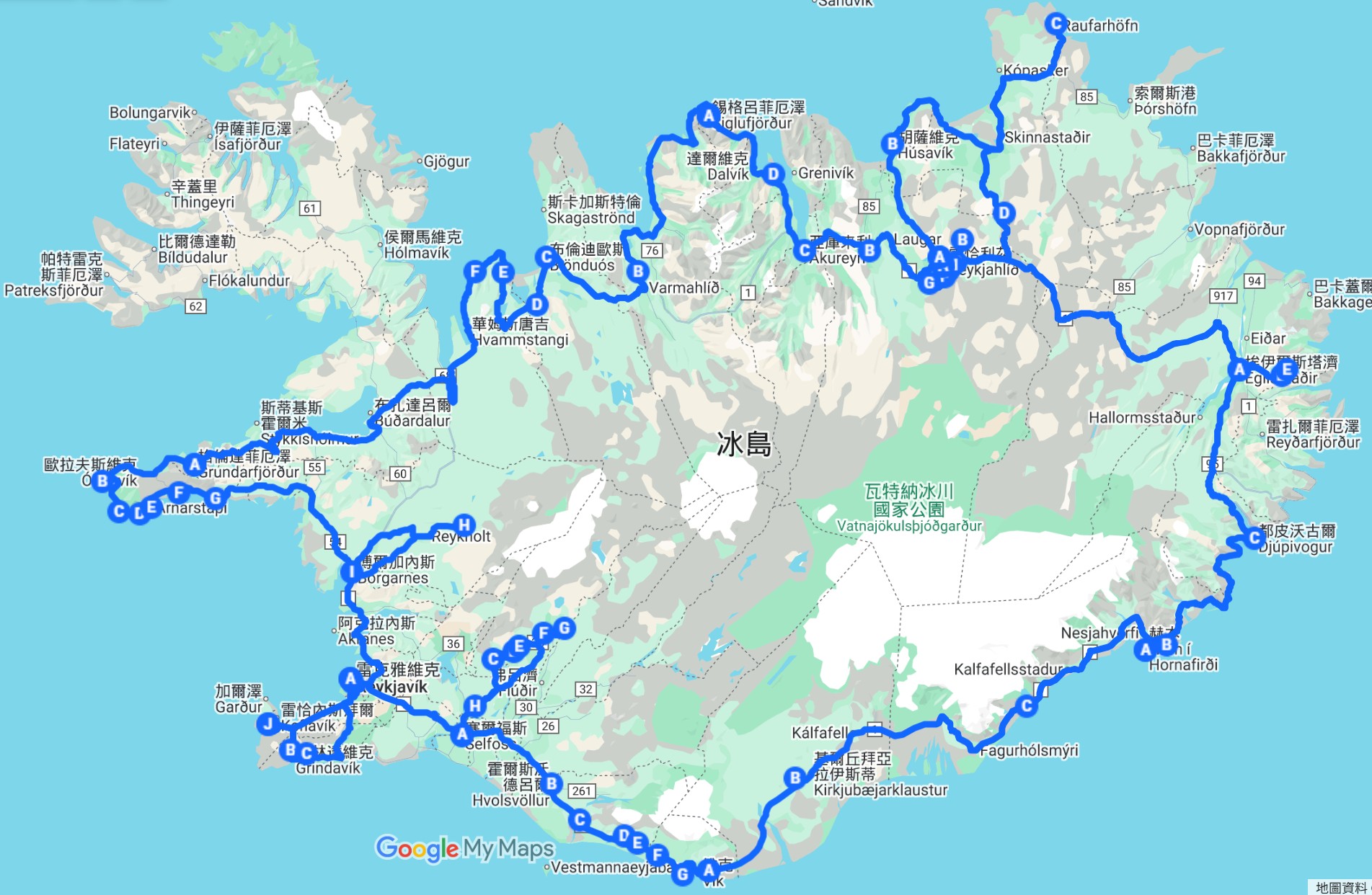 冰島旅遊地圖