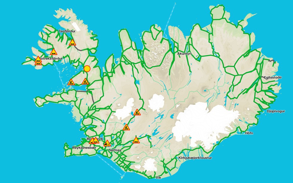 冰島路況查詢網站截圖